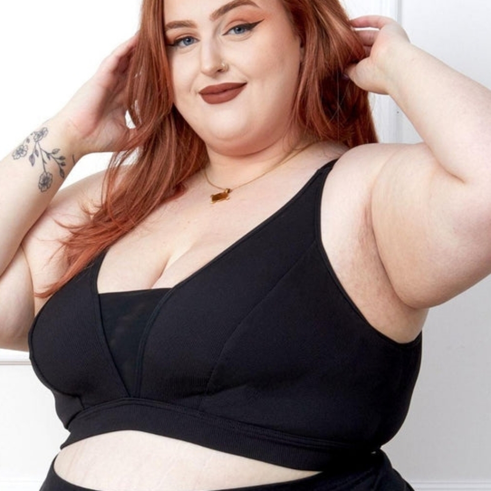 Snag Everyday Ribbed Wireless Bra - Black Sz 5 Regular Fits 40-44 A-D Cup WL372